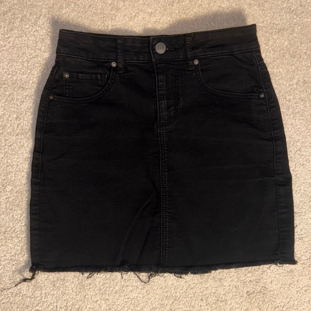 Garage Black Retro High Rise Denim Mini Skirt
